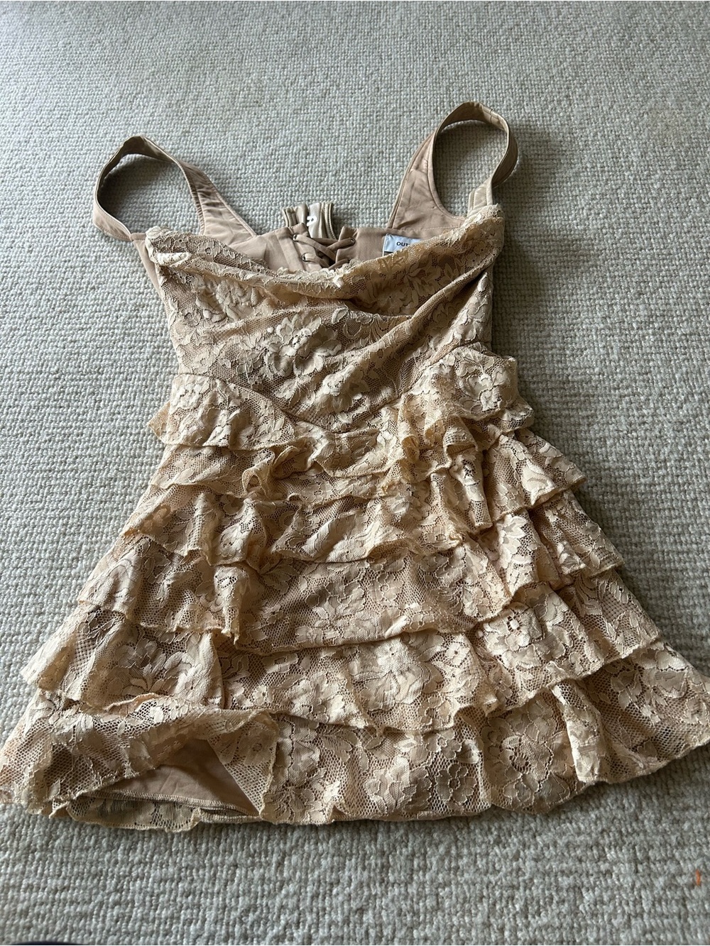 Tiered Lace Ruffle Formal Dress in Cream